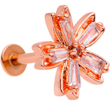 Load image into Gallery viewer, 16G 5/16 Clear CZ Gem Rose Gold Tone Flower Labret Monroe Tragus