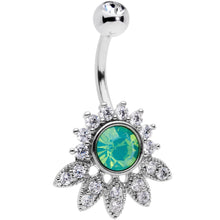 Load image into Gallery viewer, Clear CZ Gem Green Faux Opal Diadem Belly Ring