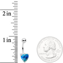 Load image into Gallery viewer, Blue Green Gem Faceted Valentines Day Heart Belly Ring