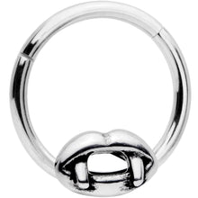 Load image into Gallery viewer, 16G 3/8 Halloween Vampires Kiss Fangs Hinged Segment Ring