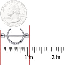Load image into Gallery viewer, 14G 9/16 Clear Gem Sliver Crescent Moon Nipple Shield Set