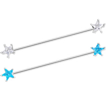 Load image into Gallery viewer, 16G Clear Blue CZ Gem Stars Industrial Barbell Bonus Pack Set