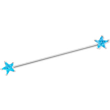 Load image into Gallery viewer, 16G Clear Blue CZ Gem Stars Industrial Barbell Bonus Pack Set