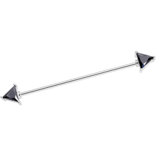 Load image into Gallery viewer, 16G Black Clear Gem Love Triangles Industrial Barbell Bonus Pack Set