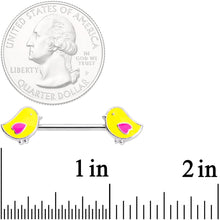 Load image into Gallery viewer, 14G 5/8 Yellow Easter Chicks Barbell Nipple Ring Set