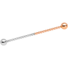 Load image into Gallery viewer, 14G Rose Gold Tone Steel Two Tone Twisted Industrial Barbell 38mm