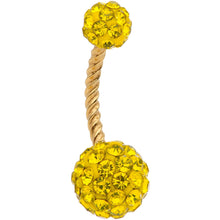 Load image into Gallery viewer, Clear Yellow Gem Totally Twisted Belly Ring Set of 4
