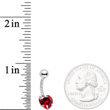 Load image into Gallery viewer, Red CZ Gem Lonely Valentine Heart Twisted Belly Ring