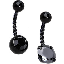 Load image into Gallery viewer, Black Gem Black Totally Twisted Belly Ring Set of 2
