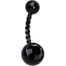Load image into Gallery viewer, Black Gem Black Totally Twisted Belly Ring Set of 2