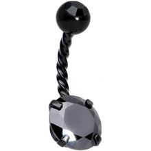 Load image into Gallery viewer, Black Gem Black Totally Twisted Belly Ring Set of 2
