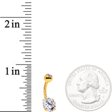 Load image into Gallery viewer, Clear Gem Gold Tone Totally Twisted Belly Ring Set of 2