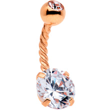 Load image into Gallery viewer, Clear Gem Rose Gold Tone Totally Twisted Belly Ring Set of 2