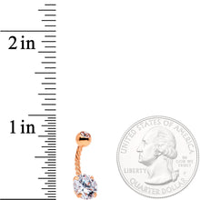 Load image into Gallery viewer, Clear Gem Rose Gold Tone Totally Twisted Belly Ring Set of 2