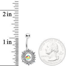 Load image into Gallery viewer, Clear Aurora Dangle Gem Sunburst Belly Ring