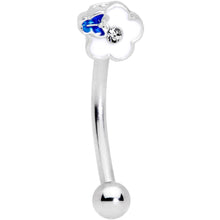 Load image into Gallery viewer, 16G 3/8 Clear Gem White Flower Butterfly Curved Eyebrow Ring
