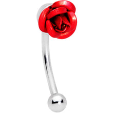Load image into Gallery viewer, 16G 3/8 Romantic Red Rose Flower Curved Eyebrow Ring