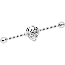Load image into Gallery viewer, 14G Clear CZ Gem Openwork Alien Industrial Barbell 38mm