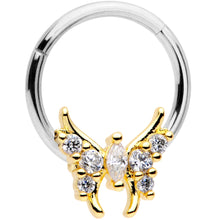Load image into Gallery viewer, 16G 3/8 Clear CZ Gold Tone Butterfly Hinged Segment Ring