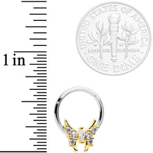 Load image into Gallery viewer, 16G 3/8 Clear CZ Gold Tone Butterfly Hinged Segment Ring