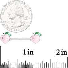 Load image into Gallery viewer, 14G 9/16 Sweet Sweet Peach Barbell Nipple Ring Set