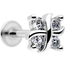 Load image into Gallery viewer, 16G 5/16 Clear CZ Gem Stylized Square Labret Monroe Tragus