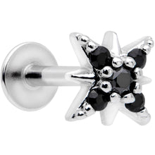 Load image into Gallery viewer, 16G 5/16 Black Gem Compass Star Labret Monroe Tragus