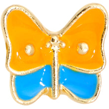 Load image into Gallery viewer, 16G 1/4 Gold Tone Blue Orange Butterfly Cartilage Tragus Earring