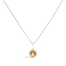 Load image into Gallery viewer, 10K White Gold Purple Amethyst and 1/10 Cttw Diamond Accent Halo Pendant Necklace