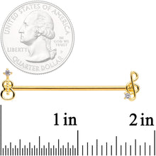 Load image into Gallery viewer, 14G Clear CZ Gem Gold Tone Guitar Music Industrial Barbell 38mm
