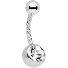 Load image into Gallery viewer, Clear Blue Aurora Gem Moon and Star Twisted Belly Ring Set of 3