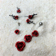 Load image into Gallery viewer, 14G Red Rose Flower and Gun Industrial Barbell 38mm
