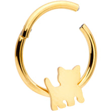 Load image into Gallery viewer, 16G 3/8 Gold Tone Kitty Cat Hinged Segment Ring