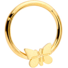 Load image into Gallery viewer, 16G 3/8 Gold Tone Spring Butterfly Hinged Segment Ring
