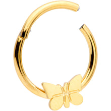 Load image into Gallery viewer, 16G 3/8 Gold Tone Spring Butterfly Hinged Segment Ring