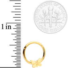 Load image into Gallery viewer, 16G 3/8 Gold Tone Spring Butterfly Hinged Segment Ring