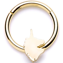 Load image into Gallery viewer, 16G 3/8 Gold Tone Unicorn Hinged Segment Ring