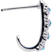 Load image into Gallery viewer, 20G 3/16 Blue Gem Bouquet Flowers Faux Hoop L Shaped Nose Ring