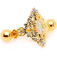 Load image into Gallery viewer, 16G 1/2 White Synthetic Opal Gold Tone Art Deco Cartilage Cuff