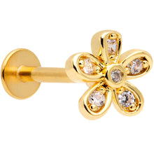 Load image into Gallery viewer, 16G 5/16 Clear CZ Gem Gold Tone Loopy Daisy Flower Labret Monroe Tragus