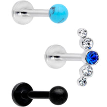 Load image into Gallery viewer, 16G 5/16 Faux Turquoise Ball Internally Threaded Labret Set of 3