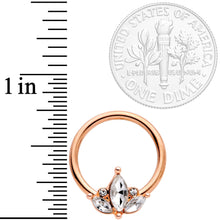 Load image into Gallery viewer, 14G 0.51 inch Clear CZ Rose Gold Tone Crest BCR Captive Ring Set of 3
