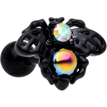 Load image into Gallery viewer, 16G 1/4 Aurora Gem Black Busy Bee Cartilage Tragus Earring