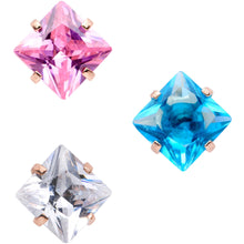 Load image into Gallery viewer, 16G 1/4 Color CZ Gem Rose Gold Tone Cartilage Tragus Set of 3