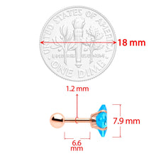 Load image into Gallery viewer, 16G 1/4 Color CZ Gem Rose Gold Tone Cartilage Tragus Set of 3