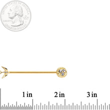 Load image into Gallery viewer, 14G Clear Gem Gold Tone Bird Nest Industrial Barbell 38mm