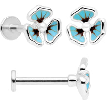 Load image into Gallery viewer, 16G 5/16 Clear Gem Blue Flower Labret Monroe Tragus Set of 3