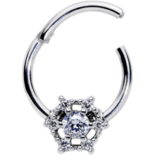 Load image into Gallery viewer, 16G 3/8 Clear Gem Web of Glamour Hinged Segment Ring