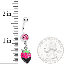 Load image into Gallery viewer, Pink Gem Yummy Chocolate Strawberry Dangle Belly Ring