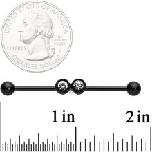 Load image into Gallery viewer, 14G Clear Gem Black Double Drama Industrial Barbell 38mm